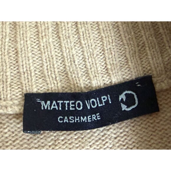Matteo Volpi Beige Argyle Pattern Half-Zip Sweater M Wool & Cashmere Blend Unise - Picture 5 of 7